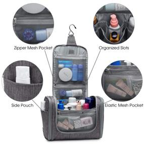 img 1 attached to 💼 WANDF Extra Large Toiletry Bags: Premium Gray Travel Organizer for Men and Women - Water-resistant, Hanging Shower Bag