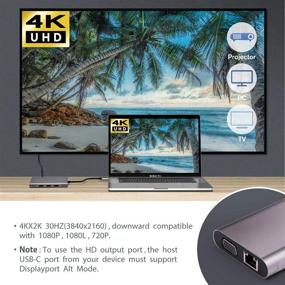 img 1 attached to Premium USB C HUB 10in1 Docking Station - 4K HDMI & VGA, 3 USB3.0, 75W PD, SD & TF Card Reader, Mic & Audio - For Mac Pro & Type C Laptops