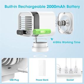 img 1 attached to 🌀 Rechargeable Personal Air Conditioner Mini AC Portable 2000mAh Evaporative Cooling Fan with 3 Speeds, 100% Leakproof Design – Ideal for Home Office, Car, Camping Tent