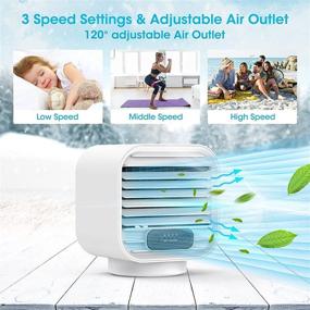 img 2 attached to 🌀 Rechargeable Personal Air Conditioner Mini AC Portable 2000mAh Evaporative Cooling Fan with 3 Speeds, 100% Leakproof Design – Ideal for Home Office, Car, Camping Tent