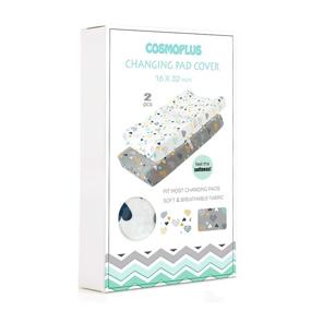 img 3 attached to 👶 COSMOPLUS Stretch Fitted Changing Pad Cover - 2 Pack for Boys and Girls, Heart Pattern - Soft and Stretchy Changing Table Pad Covers