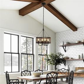 img 3 attached to 💡 Modern Rustic Black Chandelier: Farmhouse Round Hanging Light with Crystal Accents – Ideal Pendant Lighting Fixture for Living Room, Dining Room, Bedroom, Kitchen, Foyer & Entryway