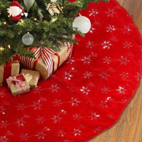 img 4 attached to 🎄 TOBEHIGHER 48-inch Large Red Christmas Tree Skirt: High-End Soft Faux Fur for Indoor & Outdoor Christmas Decorations