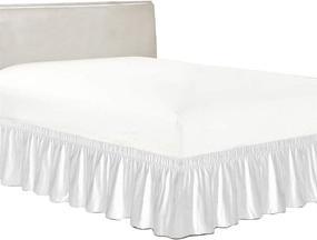 img 1 attached to 🛏️ 100% Egyptian Cotton Elastic Bed Wrap Ruffle Bed Skirt Queen, White Solid - OnlineSmartDeals