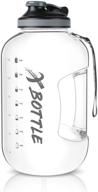 stay hydrated with our 1 gallon water bottle - bpa free, dishwasher safe, 128oz large leak-proof jug with chug lid and time marker, perfect for camping, sports, and workouts! logo