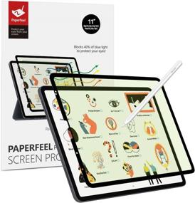 img 4 attached to 📱 BERSEM Paperfeel Pro Anti-Blue Light Screen Protector for iPad Air 5th/4th Generation (10.9 inch, 2022/2020) and iPad Pro 11 inch (2021/2020/2018 Models) - Removable & Reusable, Blue Ray Protection, Matte PET Film for Drawing, Anti-Glare, Bubbles Free