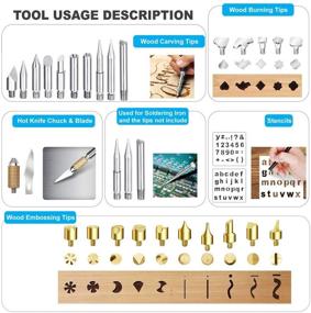 img 1 attached to 🔥 Набор для пирографии "Wood Burning Kit" - 69 предметов, набор пирографических ручек мощностью 60 ватт с регулируемым переключателем температуры от 200 до 450 ℃. Включает инструменты для тиснения, резьбы, пайки, набор шаблонов, цветные карандаши, уголь, держатель и переносной кейс.