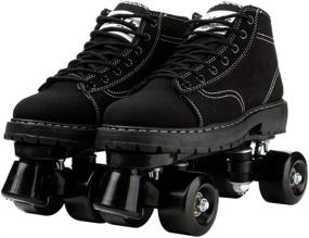 img 4 attached to 👟 Premium PU Leather Women's Roller Skates: Stylish Four-Wheel Design for Indoor and Outdoor Use