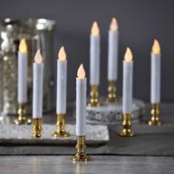 🕯️ gold holder christmas window candles - battery powered white flameless taper, detachable base, flickering led light, automatic timer, remote control & batteries included - set of 8 logo