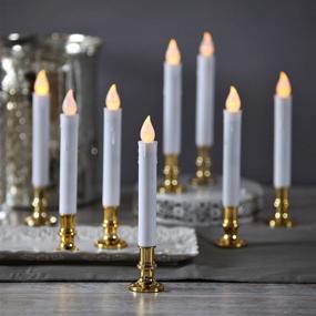 img 4 attached to 🕯️ Gold Holder Christmas Window Candles - Battery Powered White Flameless Taper, Detachable Base, Flickering LED Light, Automatic Timer, Remote Control & Batteries Included - Set of 8