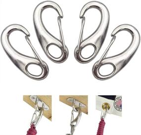 img 4 attached to 🔒 Premium Stainless Steel Flag Carabiner Hooks 4-Pack – Multipurpose Clips for Keychain, Backpack, Climbing, Hiking, Gym, + Dog Leashes – Durable Carabiner Clips