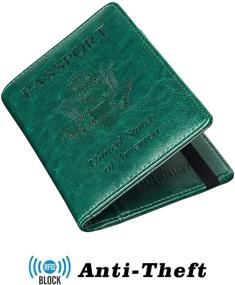 img 3 attached to HERRIAT Кожаный чехол для паспорта RFID Блокировка дорожных кошельков Чехол для карт для женщин и мужчин (черновато-зеленый)