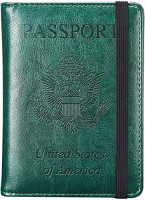 img 4 attached to HERRIAT Кожаный чехол для паспорта RFID Блокировка дорожных кошельков Чехол для карт для женщин и мужчин (черновато-зеленый)