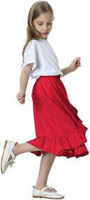 img 2 attached to DOTDOG Girls' Soft Cotton Tiered Ruffle Maxi Skirts with Waistband for Ages 3-12