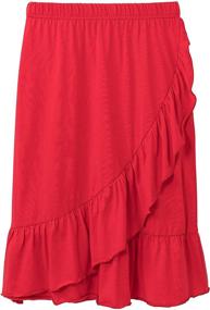 img 4 attached to DOTDOG Girls' Soft Cotton Tiered Ruffle Maxi Skirts with Waistband for Ages 3-12