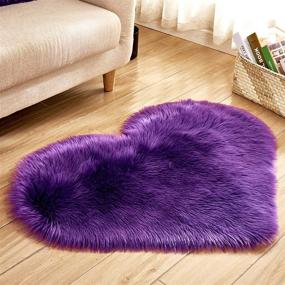 img 4 attached to 💜 Purple Heart-Shaped Plush Rug/Foot Pad/Chair Pad for Bedroom Living Room - 15.7" x 19.7