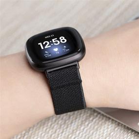 img 3 attached to 🏋️ Растяжимый эластичный запасной ремешок Tefeca для Fitbit Versa 3 и Fitbit Sense - спортивный ремешок для занятий физическими упражнениями и йогой для женщин (черный, размер S - подходит для запястья от 6,0 до 6,5 дюймов).