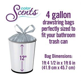 img 2 attached to 🗑️ 200 Small Trash Bags - Color Scents, 4 Gallon Capacity, Drawstring Closure, Linen Fresh Scent - 1 Pack of Silver Bags