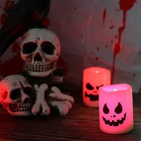 img 1 attached to GenSwin Halloween Flameless Votive Candles: Color Changing LED Tealights for Halloween Home Decor - 6 Pack with Remote Timer (Battery Included)