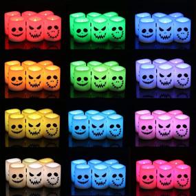 img 3 attached to GenSwin Halloween Flameless Votive Candles: Color Changing LED Tealights for Halloween Home Decor - 6 Pack with Remote Timer (Battery Included)