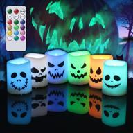 genswin halloween flameless votive candles: color changing led tealights for halloween home decor - 6 pack with remote timer (battery included) logo