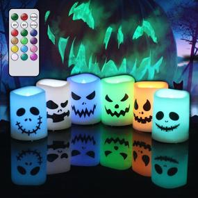 img 4 attached to GenSwin Halloween Flameless Votive Candles: Color Changing LED Tealights for Halloween Home Decor - 6 Pack with Remote Timer (Battery Included)