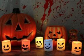 img 2 attached to GenSwin Halloween Flameless Votive Candles: Color Changing LED Tealights for Halloween Home Decor - 6 Pack with Remote Timer (Battery Included)