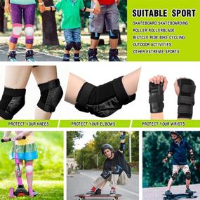 img 1 attached to 🛹 3-in-1 Curious Kid Adult/Youth Knee Pads Elbow Pads Wrist Guards: Ultimate Protection Gear Set for Skateboarding, Rollerblading, Cycling, Roller Skating, Snowboarding (Pink/L)