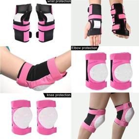 img 3 attached to 🛹 3-in-1 Curious Kid Adult/Youth Knee Pads Elbow Pads Wrist Guards: Ultimate Protection Gear Set for Skateboarding, Rollerblading, Cycling, Roller Skating, Snowboarding (Pink/L)