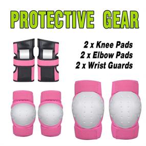 img 2 attached to 🛹 3-in-1 Curious Kid Adult/Youth Knee Pads Elbow Pads Wrist Guards: Ultimate Protection Gear Set for Skateboarding, Rollerblading, Cycling, Roller Skating, Snowboarding (Pink/L)