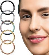 stainles steel hinged nose ring logo