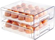 egg storage organizer - qielie 32 grid double layer egg holder 🥚 for refrigerator with lids - reusable food container for fresh meal, fruits, vegetables логотип