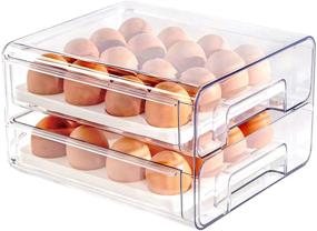 img 4 attached to Egg Storage Organizer - Qielie 32 Grid Double Layer Egg Holder 🥚 for Refrigerator with Lids - Reusable Food Container for Fresh Meal, Fruits, Vegetables