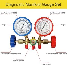 img 2 attached to 🔧 1PC Diagnostic Manifold Gauge Kit - Optimized for R134A, R12, R22, R502 Refrigerants | 5FT