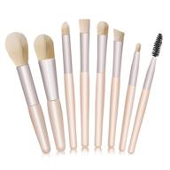 🍑 apricot makeup brush set - 8pcs premium synthetic brushes for foundation, powder, concealers, eyeshadows, and blush - cosmetic make up brushes kit logo