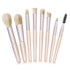 img 4 attached to 🍑 Apricot Makeup Brush Set - 8PCs Premium Synthetic Brushes for Foundation, Powder, Concealers, Eyeshadows, and Blush - Cosmetic Make Up Brushes Kit