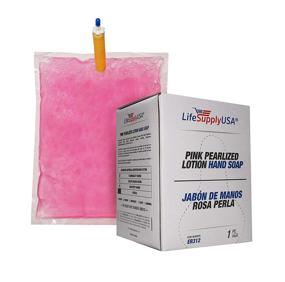 img 3 attached to 🌸 LifeSupplyUSA Pink Pearlized Liquid Lotion Hand Wash Soap - 800ml Dispenser - Case of 12 Refill Pouch Bags