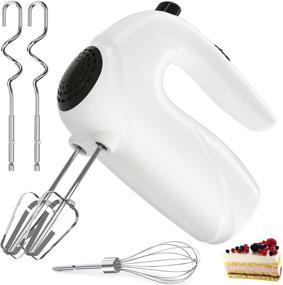 img 4 attached to 🍰 120W Electric Hand Mixer – 5 Speeds for Baking Cakes, Whipping Eggs, Mixing Creams, with Turbo Boost, Self-Control Speed, Eject Button, and 5 Stainless Steel Accessories