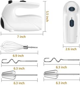 img 3 attached to 🍰 120W Electric Hand Mixer – 5 Speeds for Baking Cakes, Whipping Eggs, Mixing Creams, with Turbo Boost, Self-Control Speed, Eject Button, and 5 Stainless Steel Accessories