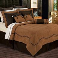 🏜️ rustic western faux suede bedding comforter set, full size, tan 7 piece - hiend accents barbwire logo