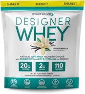 🥛 designer protein whey natural protein powder 4lb - french vanilla - non gmo - no artificial flavors, sweeteners, colors, preservatives - 64oz logo