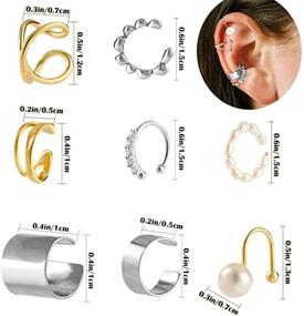 img 3 attached to 🎁 KunxQing 14k Gold Plated Cuff Hoop Earring: Stylish double huggie earrings for a trendy cartilage wrap cuff look - Perfect girl's jewelry gift!