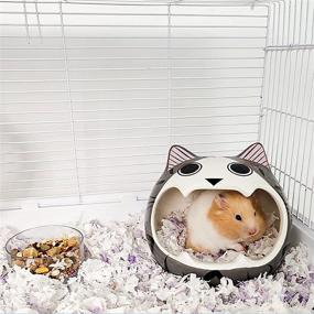 img 1 attached to 🐾 Cute and Cool: Cutefiy Small Animal Pet House, Ceramic Hideout Hut Cave for Hamster, Chinchillas, Gerbils, Hedgehog - Perfect Summer Nesting Habitat Cage