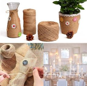 img 2 attached to Versatile 3-Piece Burlap Ribbon Set: 11 Yards Natural Fabric Craft Ribbon with 165 Feet Jute Twine, Perfect for Wedding Events, Parties, Home Decor, and DIY Crafts