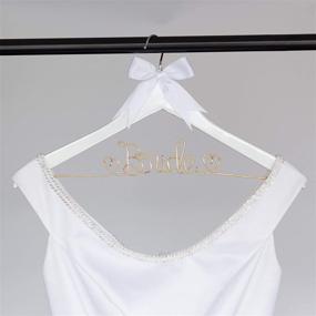 img 3 attached to 🎀 Ella Celebration Wooden and Wire Hangers for Brides: The Perfect Wedding Dress Hanger in White with Light Gold and Bow