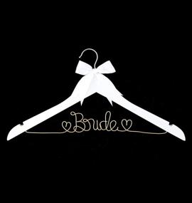 img 1 attached to 🎀 Ella Celebration Wooden and Wire Hangers for Brides: The Perfect Wedding Dress Hanger in White with Light Gold and Bow