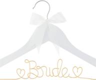 🎀 ella celebration wooden and wire hangers for brides: the perfect wedding dress hanger in white with light gold and bow логотип