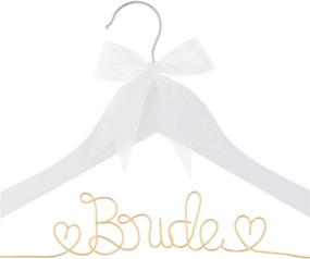 img 4 attached to 🎀 Ella Celebration Wooden and Wire Hangers for Brides: The Perfect Wedding Dress Hanger in White with Light Gold and Bow