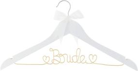 img 2 attached to 🎀 Ella Celebration Wooden and Wire Hangers for Brides: The Perfect Wedding Dress Hanger in White with Light Gold and Bow