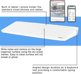 img 3 attached to 🖥️ Vergo Desktop Glass Whiteboard Storage Organizer with Keyboard Platform Drawer - 1-Pack, White